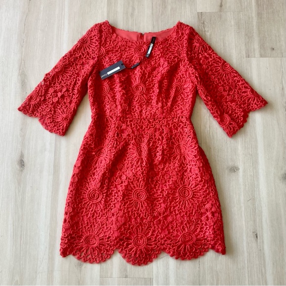 Plenty by Tracy Reese Dresses & Skirts - NWT Anthropologie Plenty Tracy Reese Red Scalloped Hem 3/4 Sleeve Dress size 6